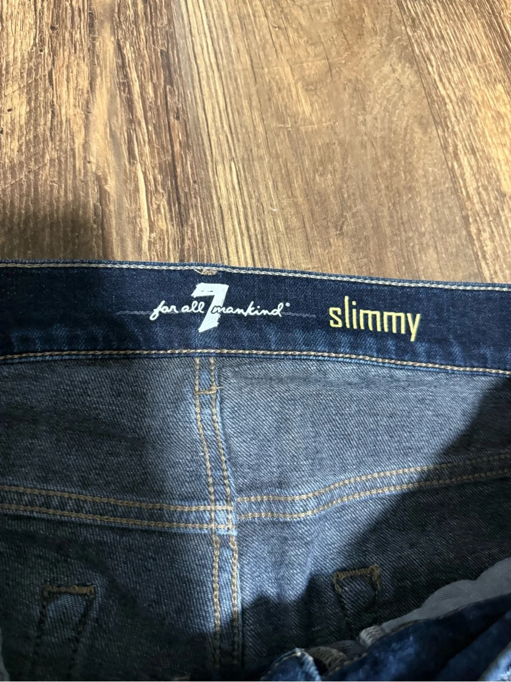 7 For All Mankind Slimmy Straight Jeans Mens 31 x 32 Blue Dark Wash Whiskered